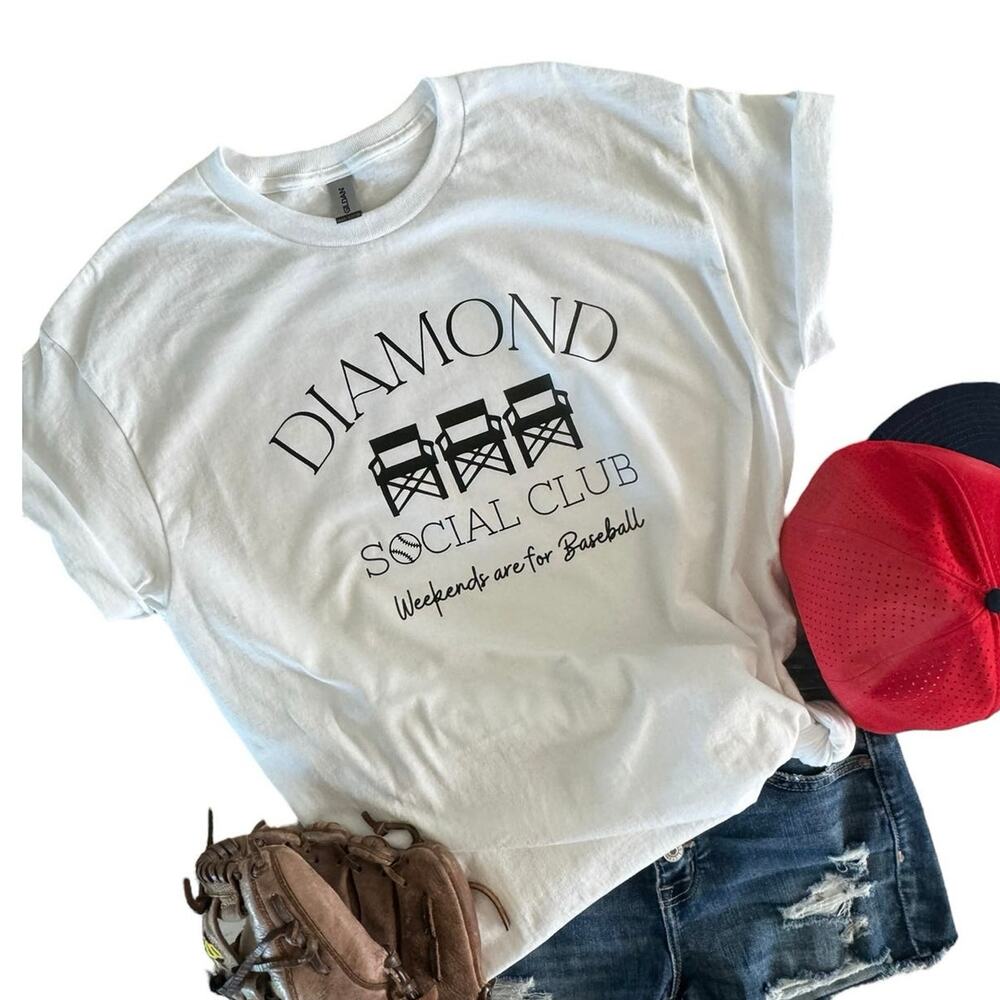 Diamond Baseball Social Club Small Women's White T-Shirt Short Sleeve - Picture 1 of 7